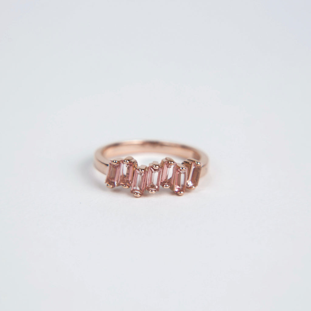 Suzanne Kalan - 14k Gold Uneven Band Rings - Morganite Topaz - Size 5