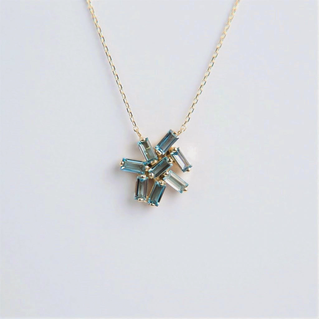 Suzanne Kalan - 14k Gold Amalfi Fireworks Necklace - Swiss Blue Topaz