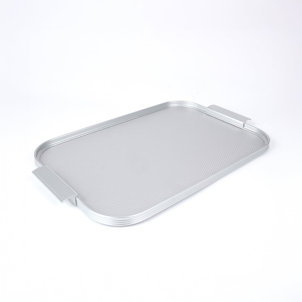Kaymet Ribbed Tray - 16 x 11 - Silver