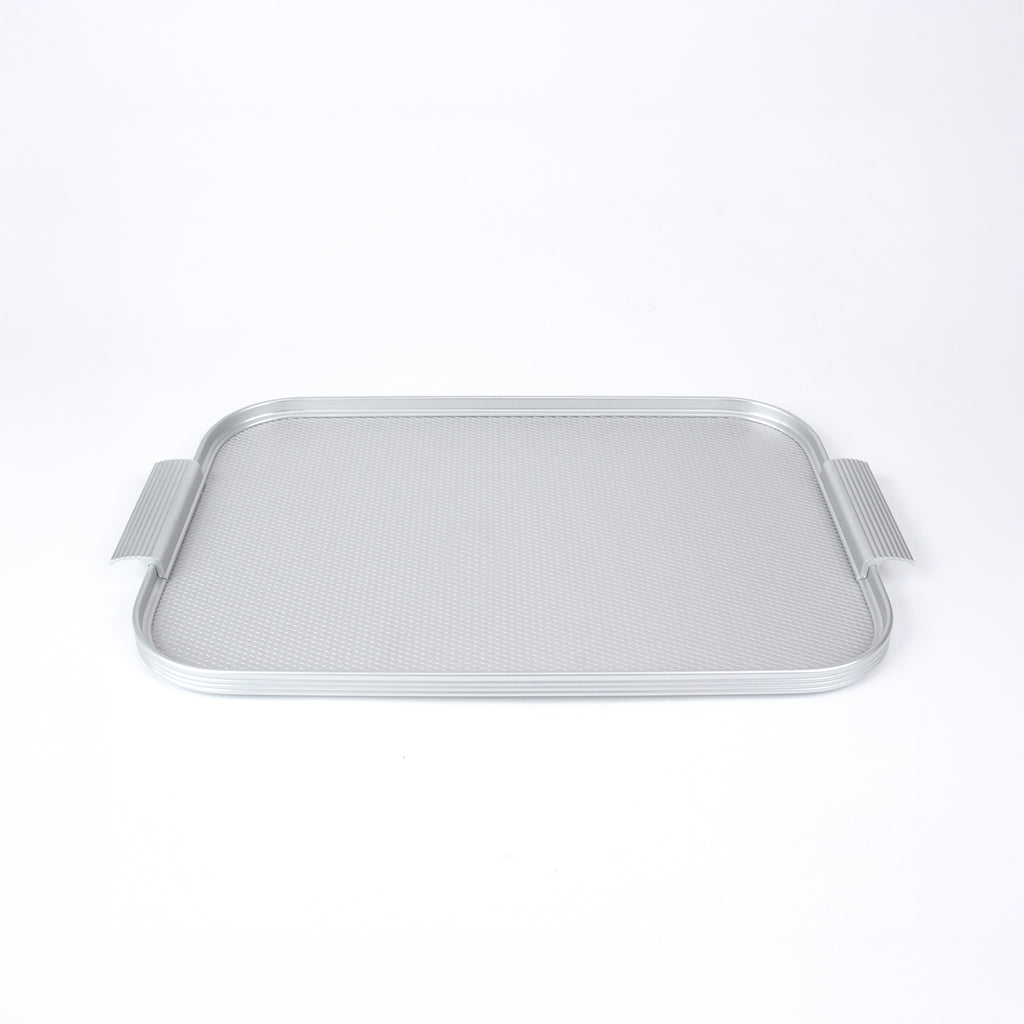Kaymet Ribbed Tray - 16 x 11 - Silver