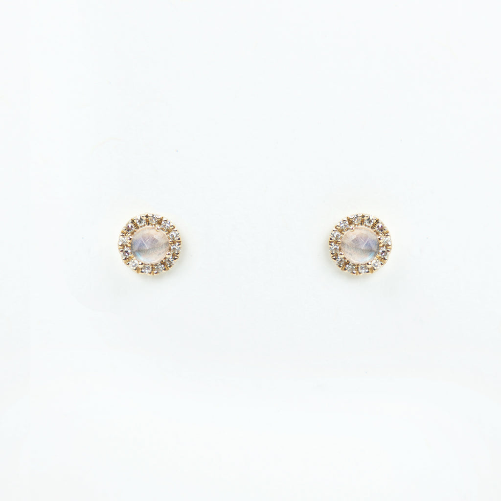 Liven Co. - Rosie 3.0mm Earrings - Rainbow Moonstone & Diamond