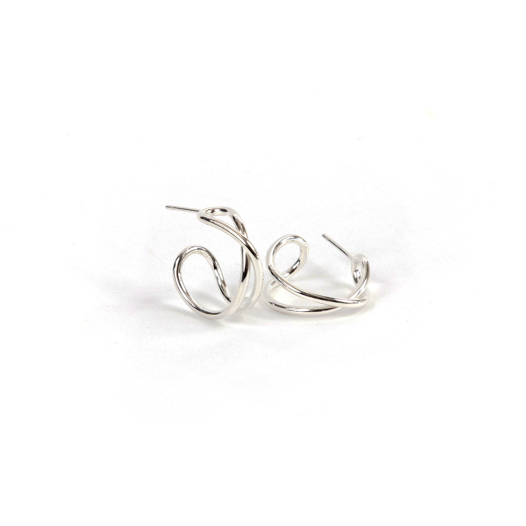 Cameron Rando - Crossover Hoop Earrings - Sterling Silver