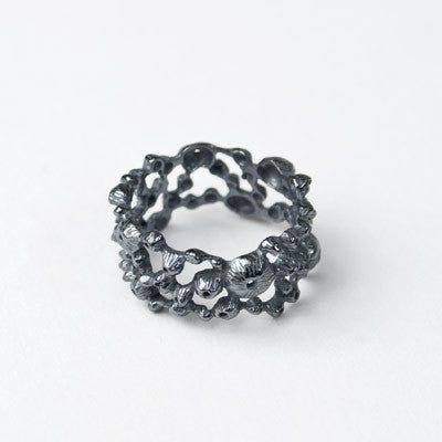 N + A - Web Ring - Oxidized Sterling Silver - Size 5.5