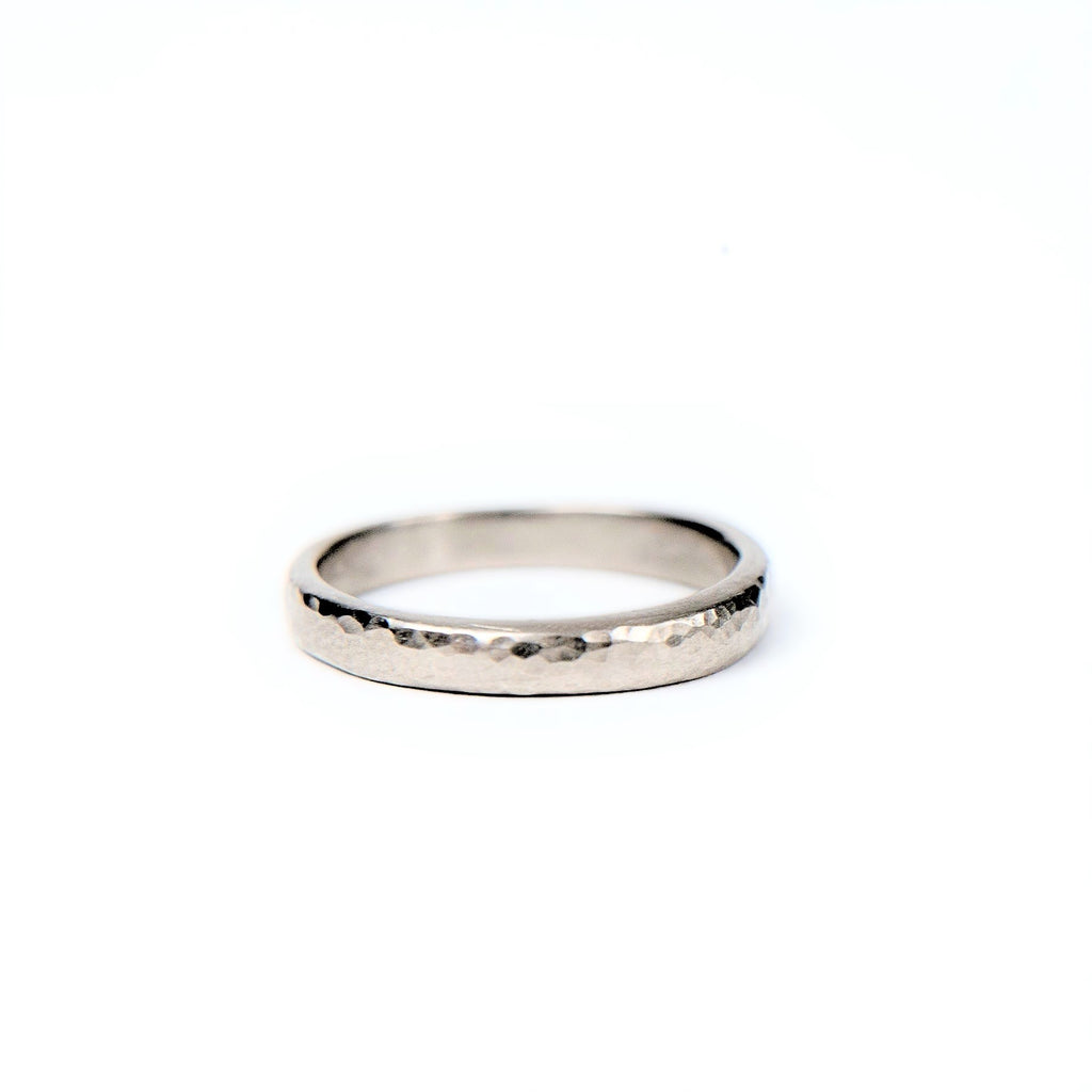 Black Barc - Hammered Thin Band - 14k White Gold - Size 6.5