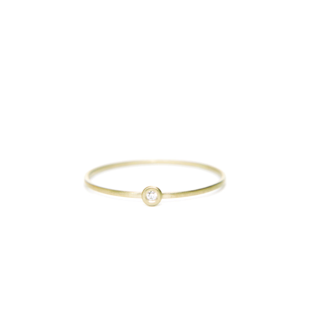 Carla Caruso - Dainty Dot Diamond Ring - 14k Yellow Gold