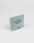Notebook titled 'MOTTAINAI MEMO' on a white background