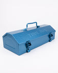 Blue toolbox with a handle on a white background