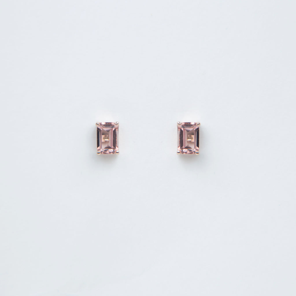 Suzanne Kalan - 14k Gold Emerald Cut Post Earrings - Morganite Topaz