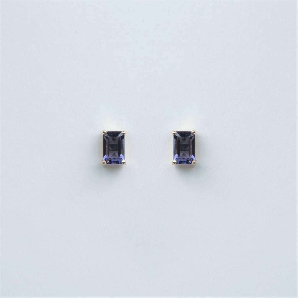 Suzanne Kalan - 14k Gold Emerald Cut Post Earrings - Iolite