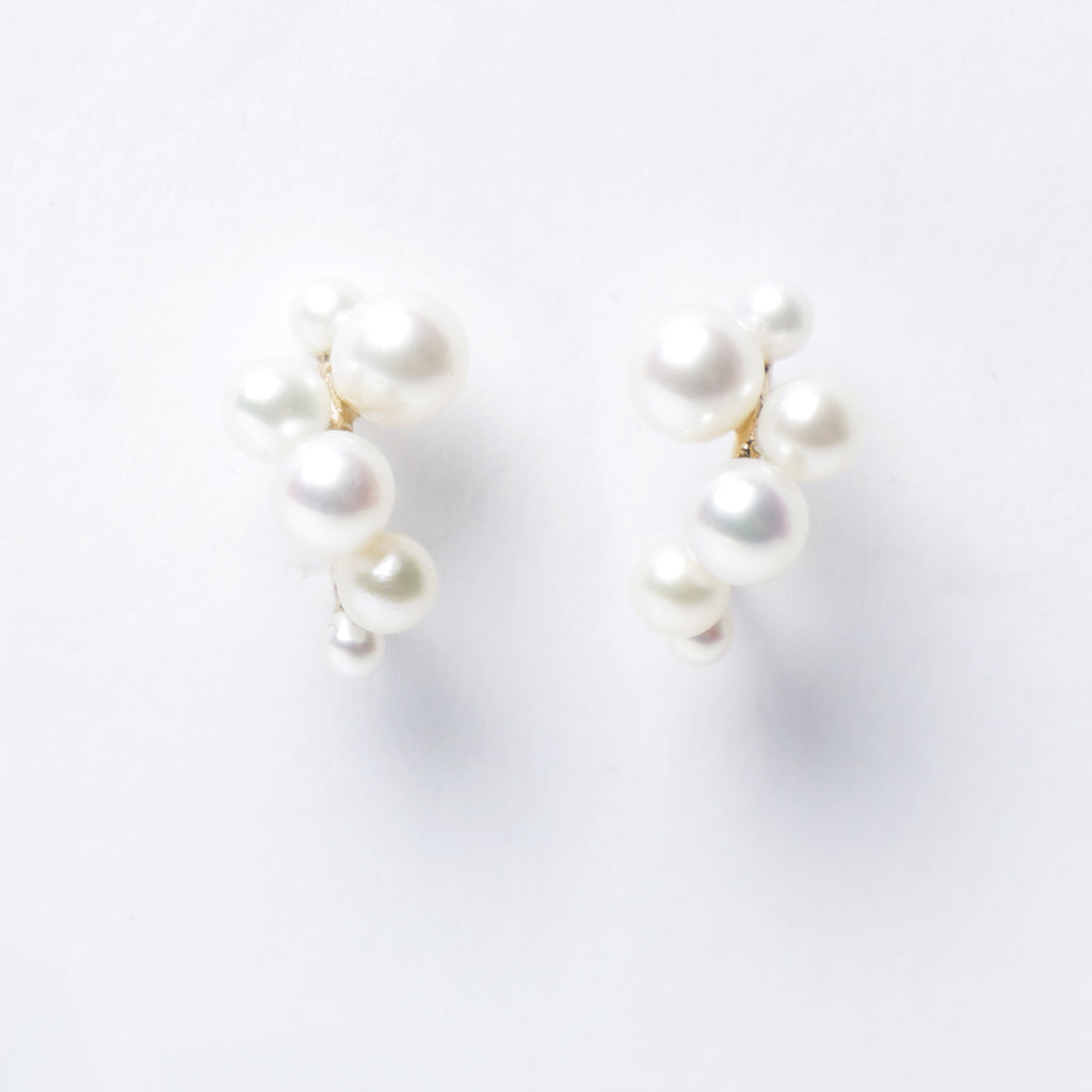 N + A - Pearl Cluster Hoop Earrings