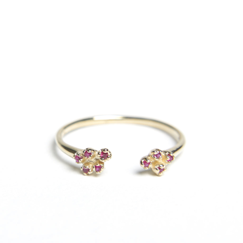 N + A - Open Top Ruby Cluster Ring - Size 6