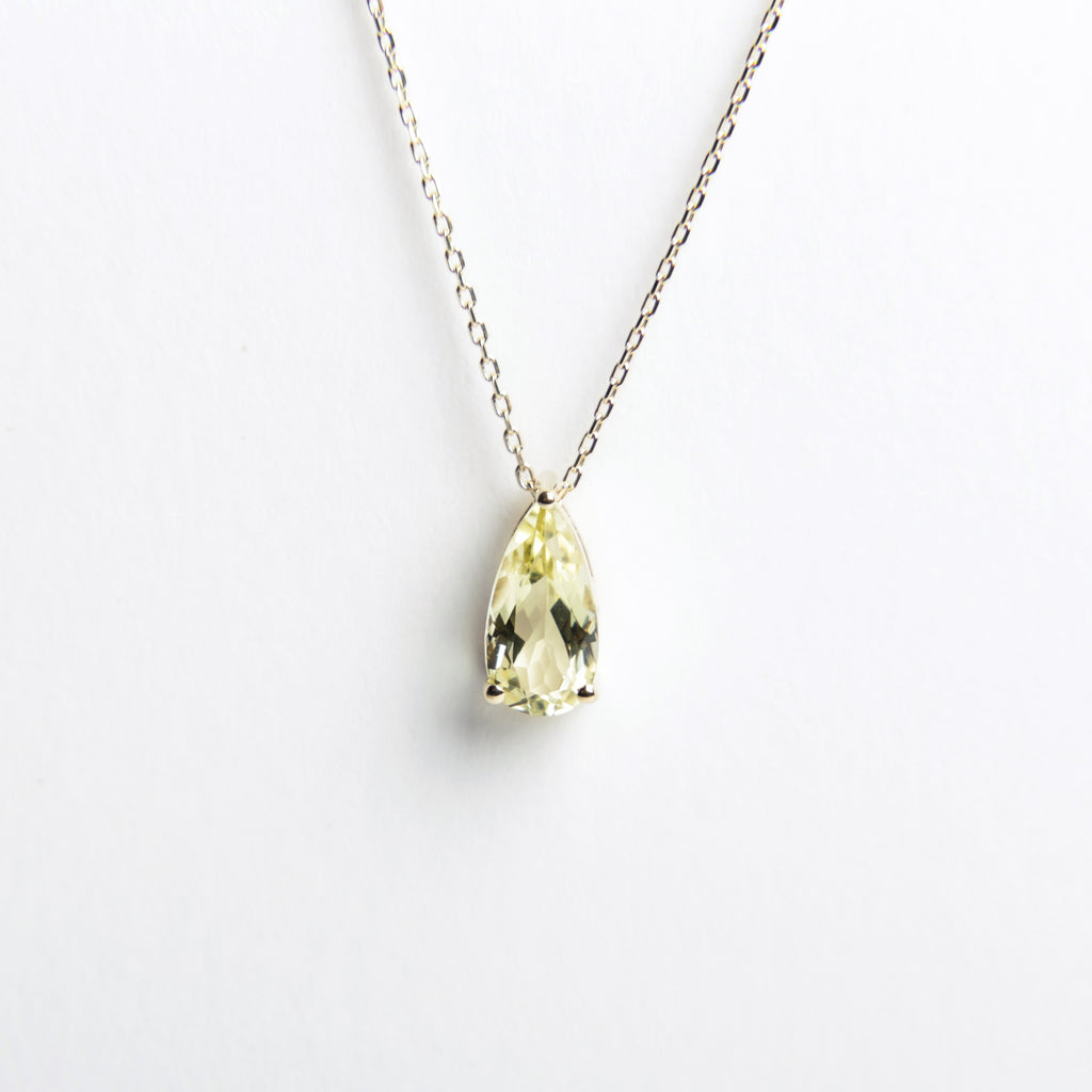 Suzanne Kalan - 14k Gold Pear Drop Necklace - Lemon Quartz