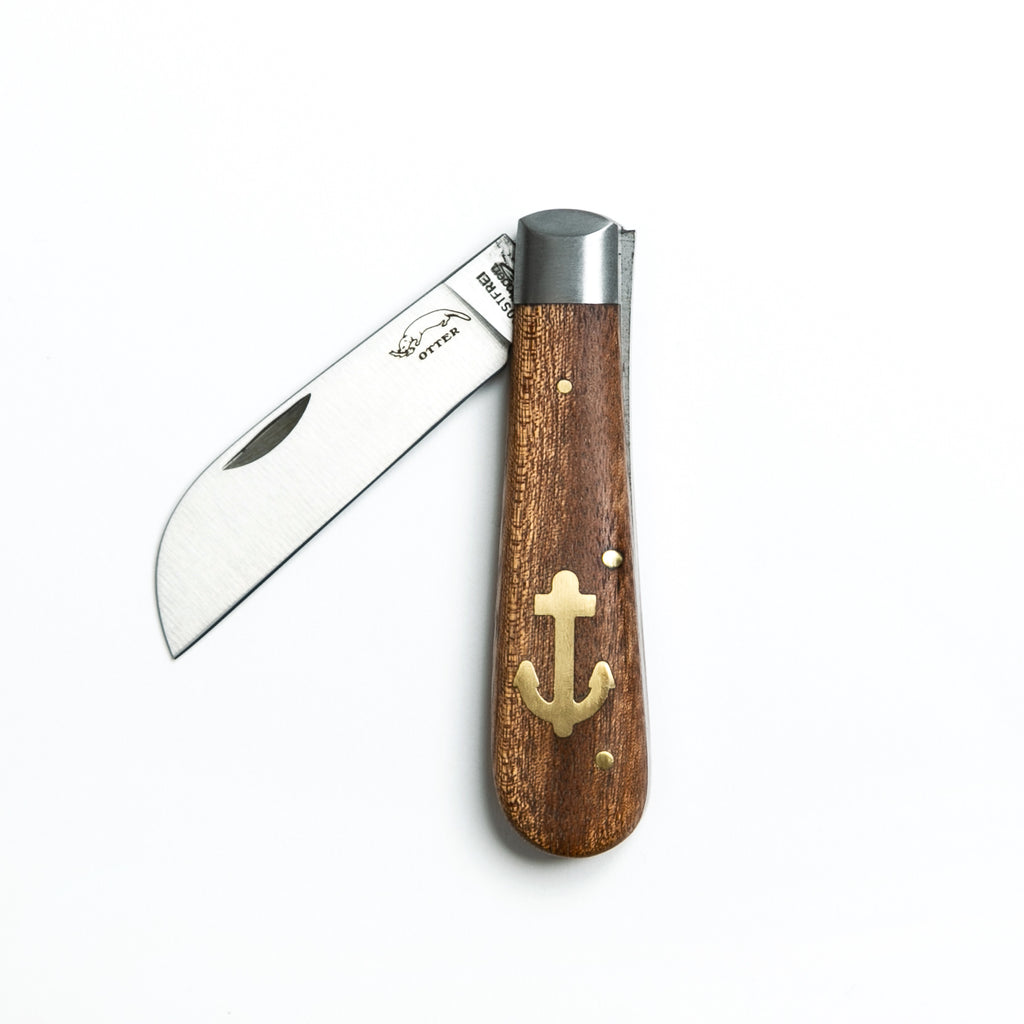anchor pocket knife sapele wood handle