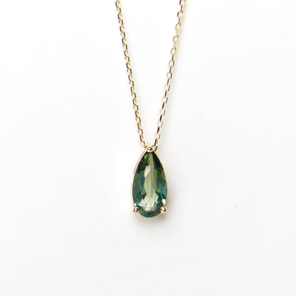 Suzanne Kalan - 14K Gold Pear Drop Necklace - Green Envy Topaz