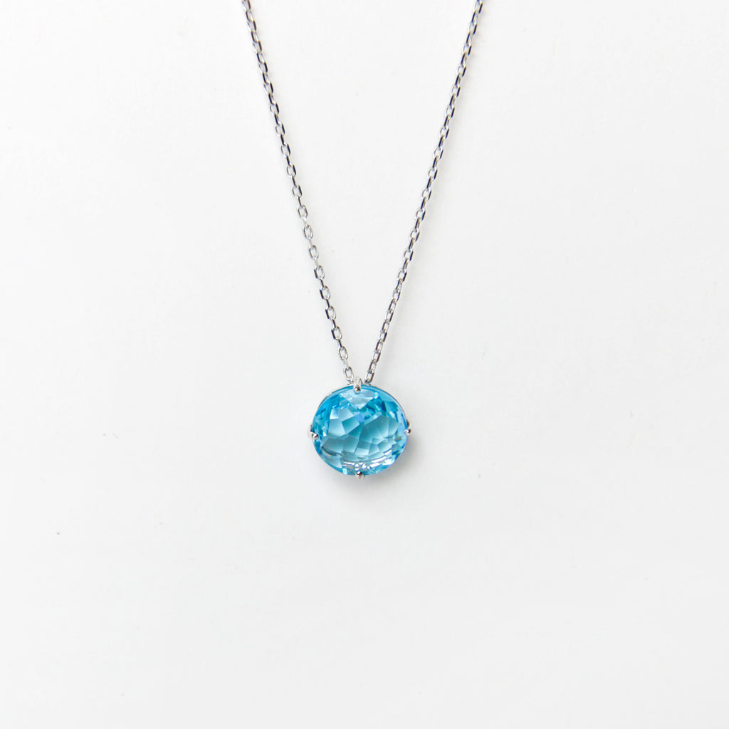 Suzanne Kalan - 14k Gold Round Drop Necklace - Blue Topaz