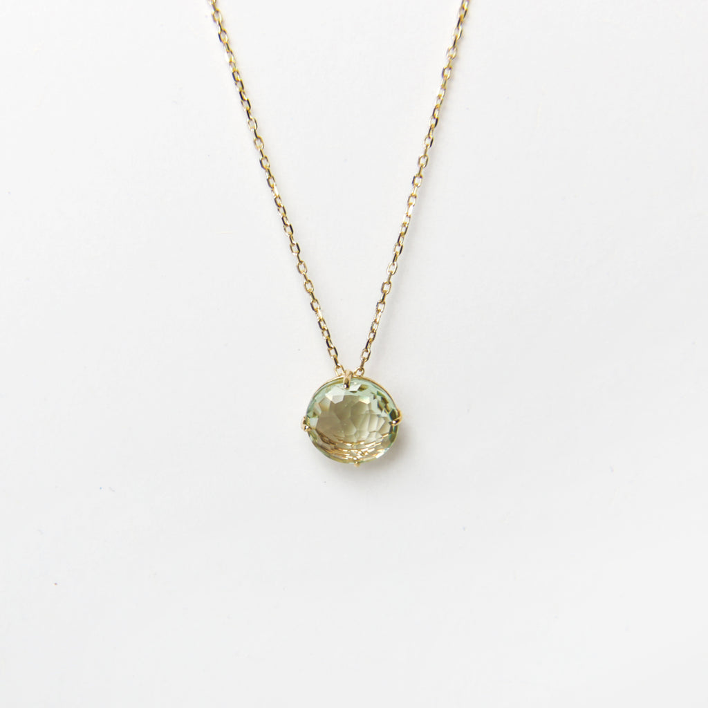 Suzanne Kalan - 14k Gold Round Drop Necklace - Green Amethyst