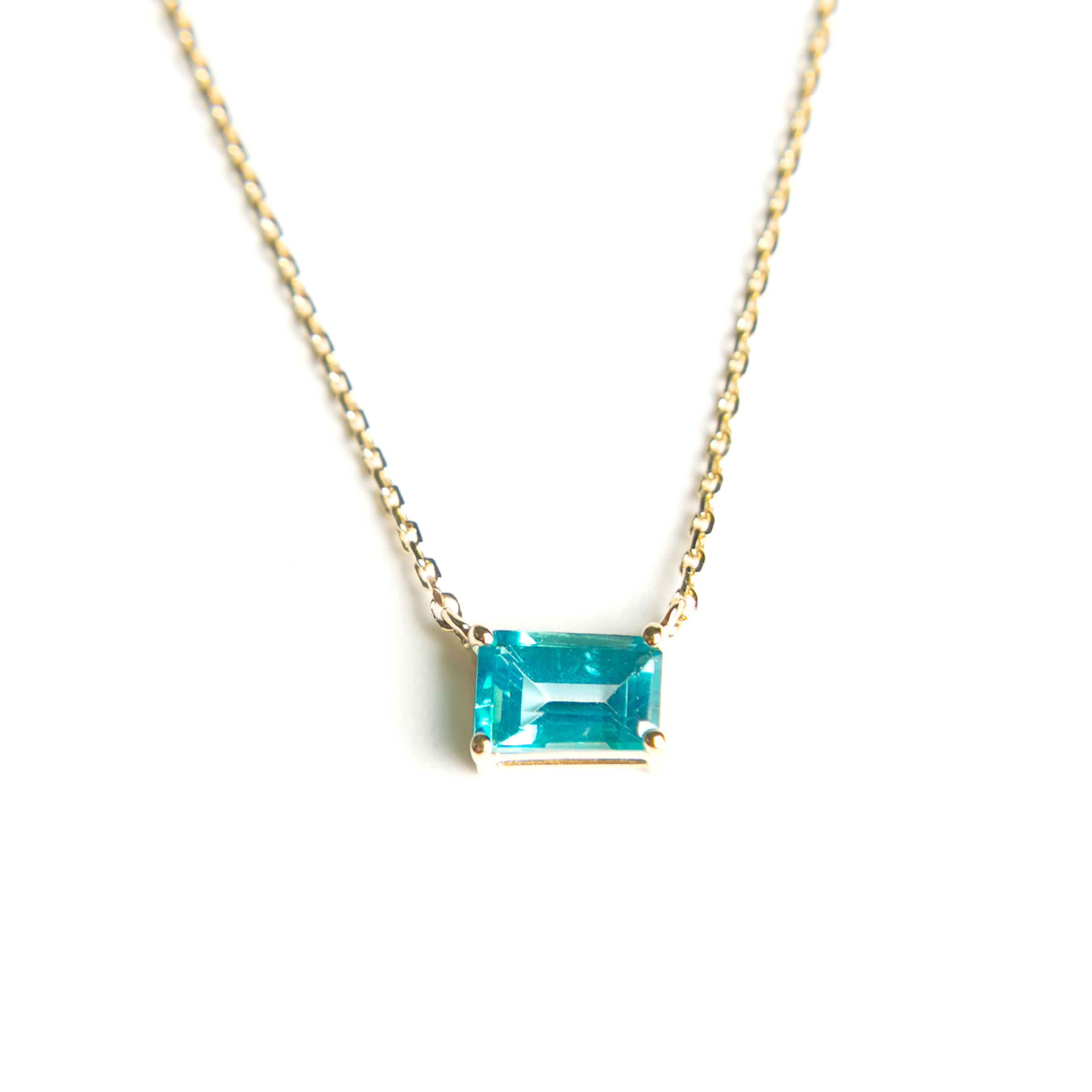 Suzanne Kalan - Emerald Cut Necklace - Paraiba Topaz