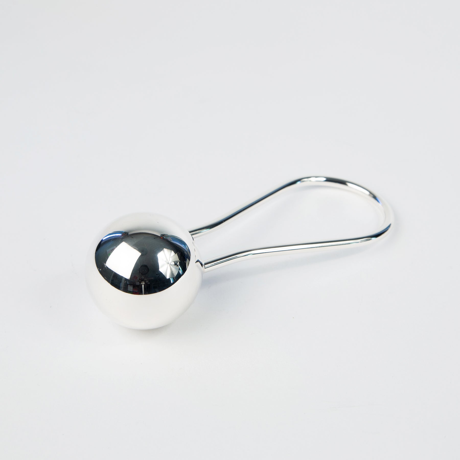 Silver Baby Rattle Single Sphere - Main Image