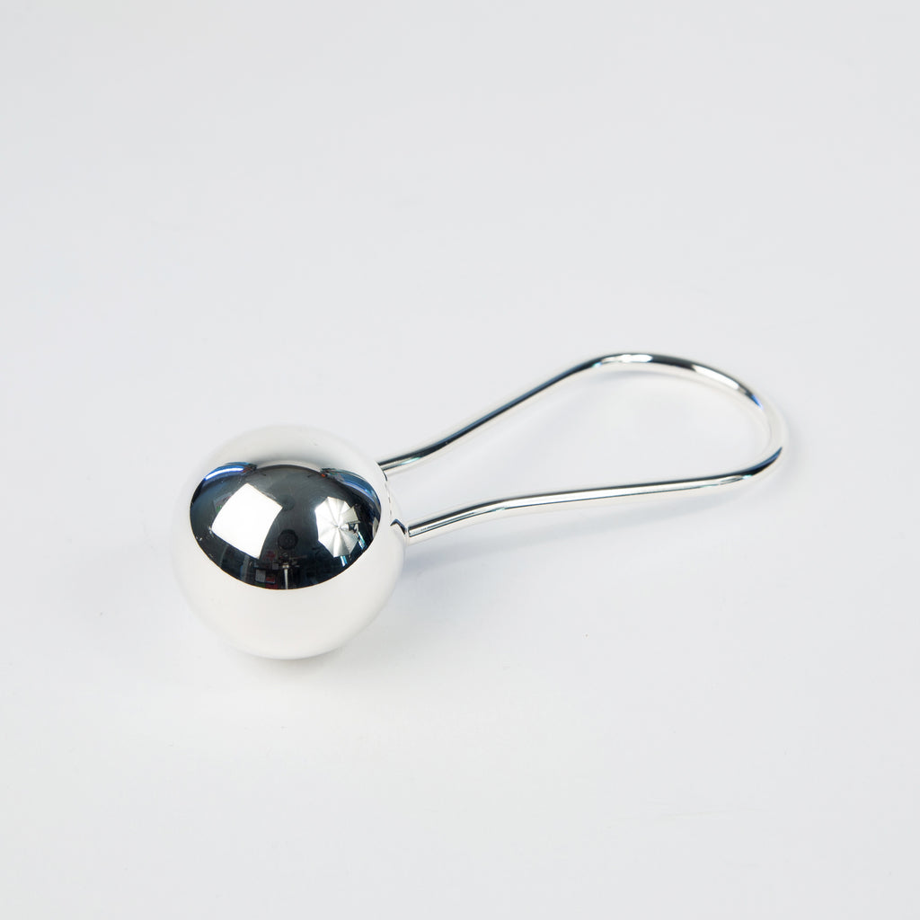 Silver Baby Rattle - Single Sphere
