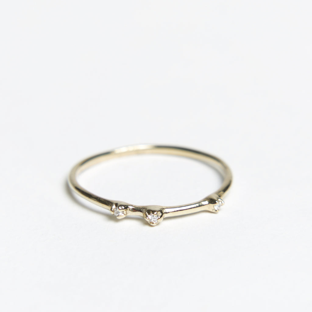 N + A - Three Diamond Branch Ring - Size 6