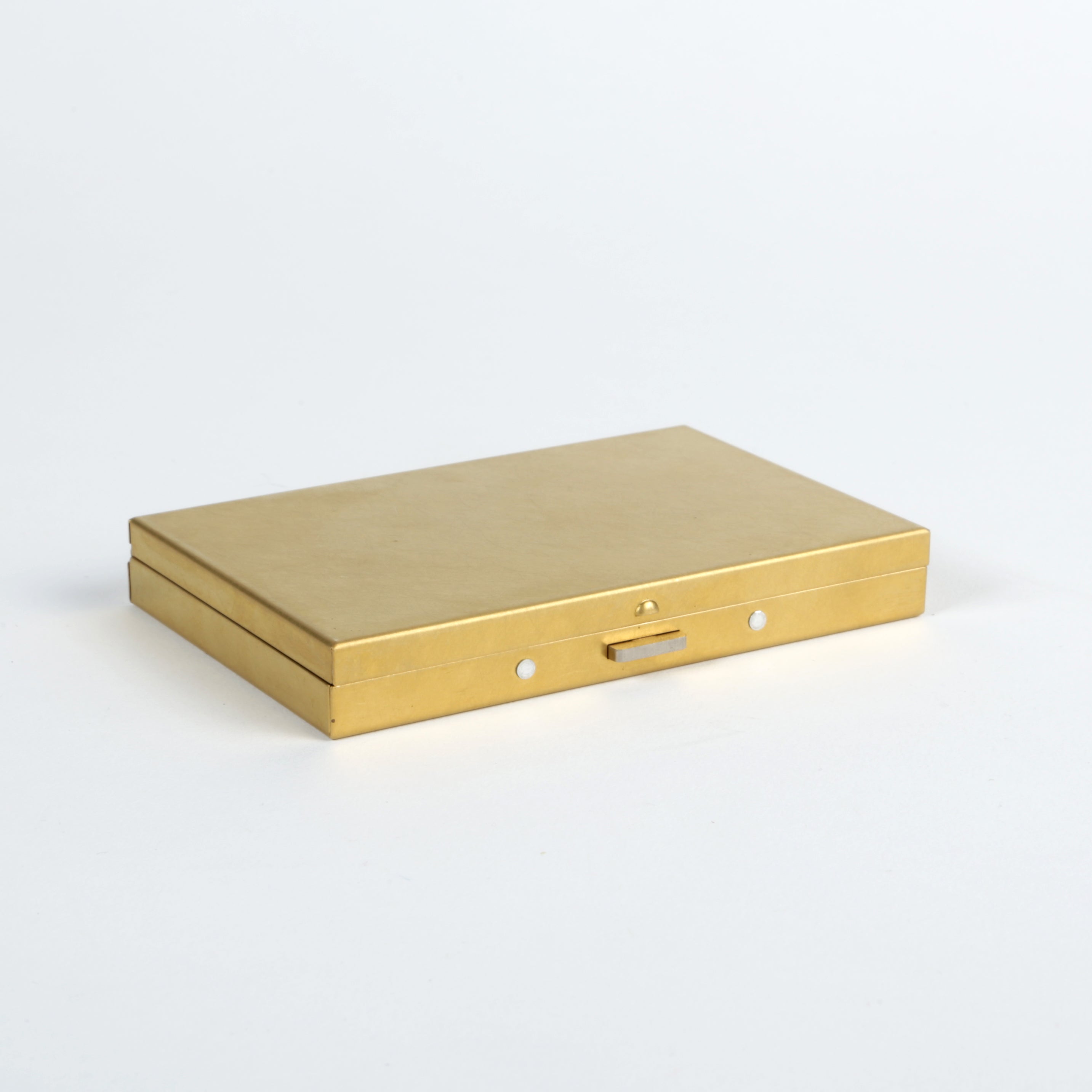 Kimono Mountains Business Card Holder, Japanese Inspired, Brass & Glass Case