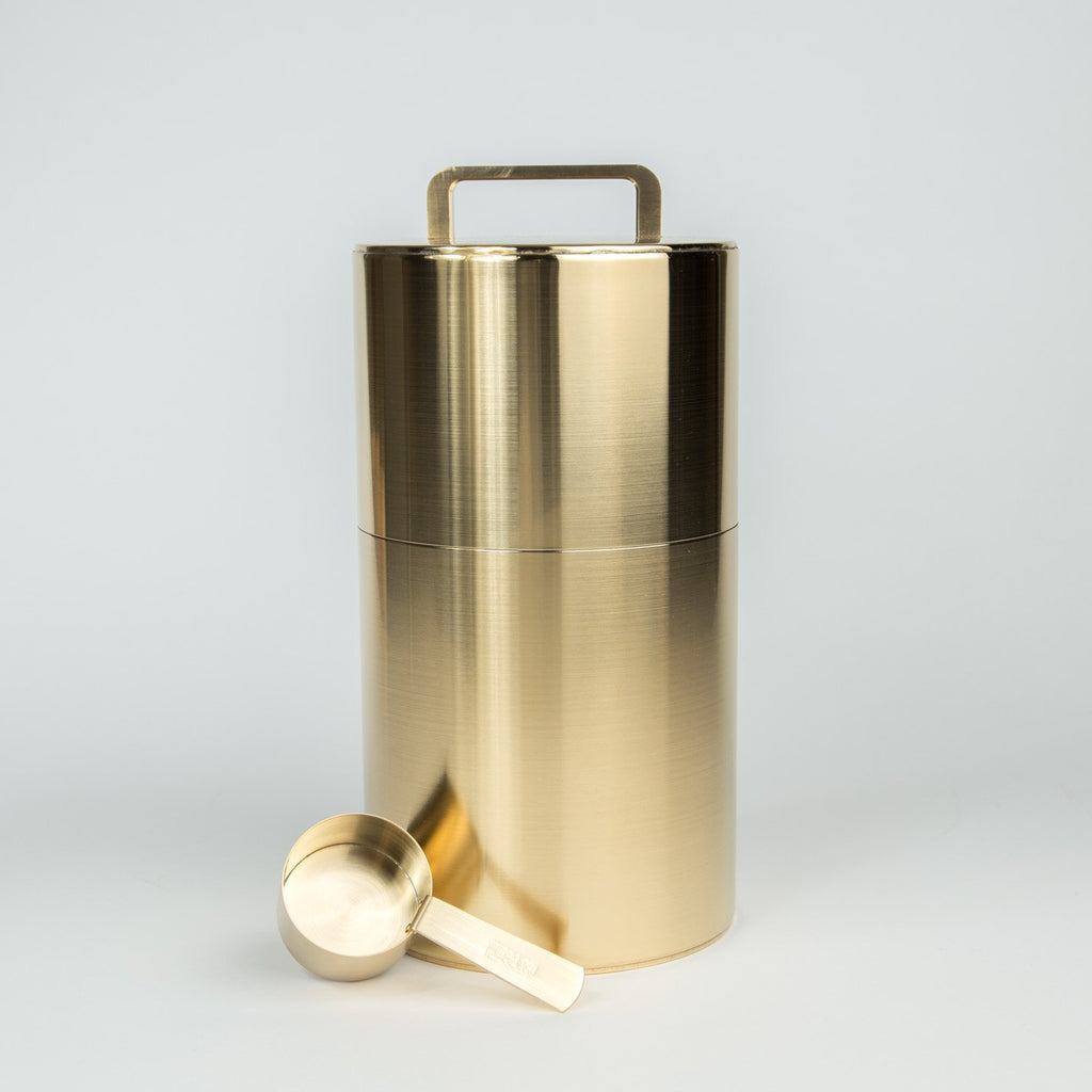 Kaikado whole bean coffee canister brass Japanese handmade