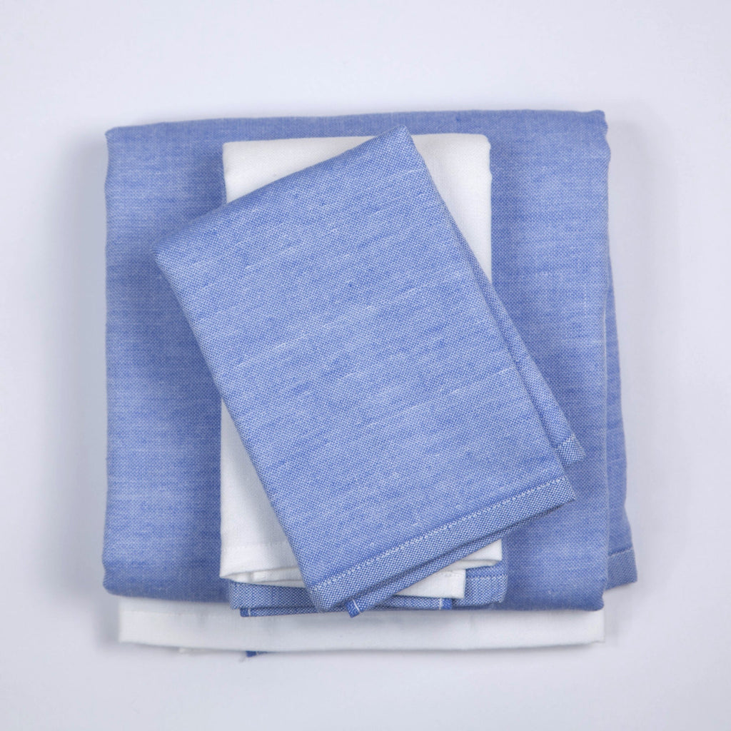 Yoshii Chambray Bath Towels - Two Tone Blue - Hand Towel