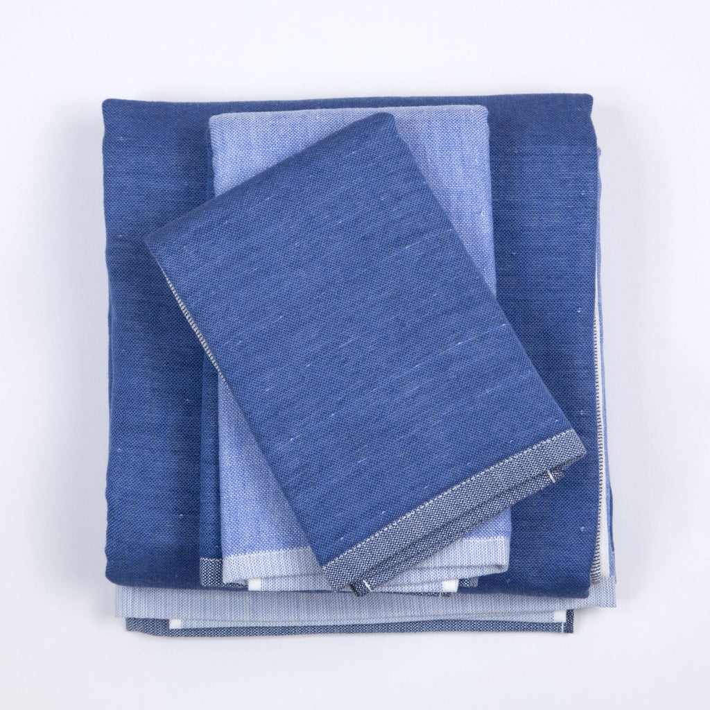 Yoshii Chambray Bath Towels - Two Tone Blue - Hand Towel