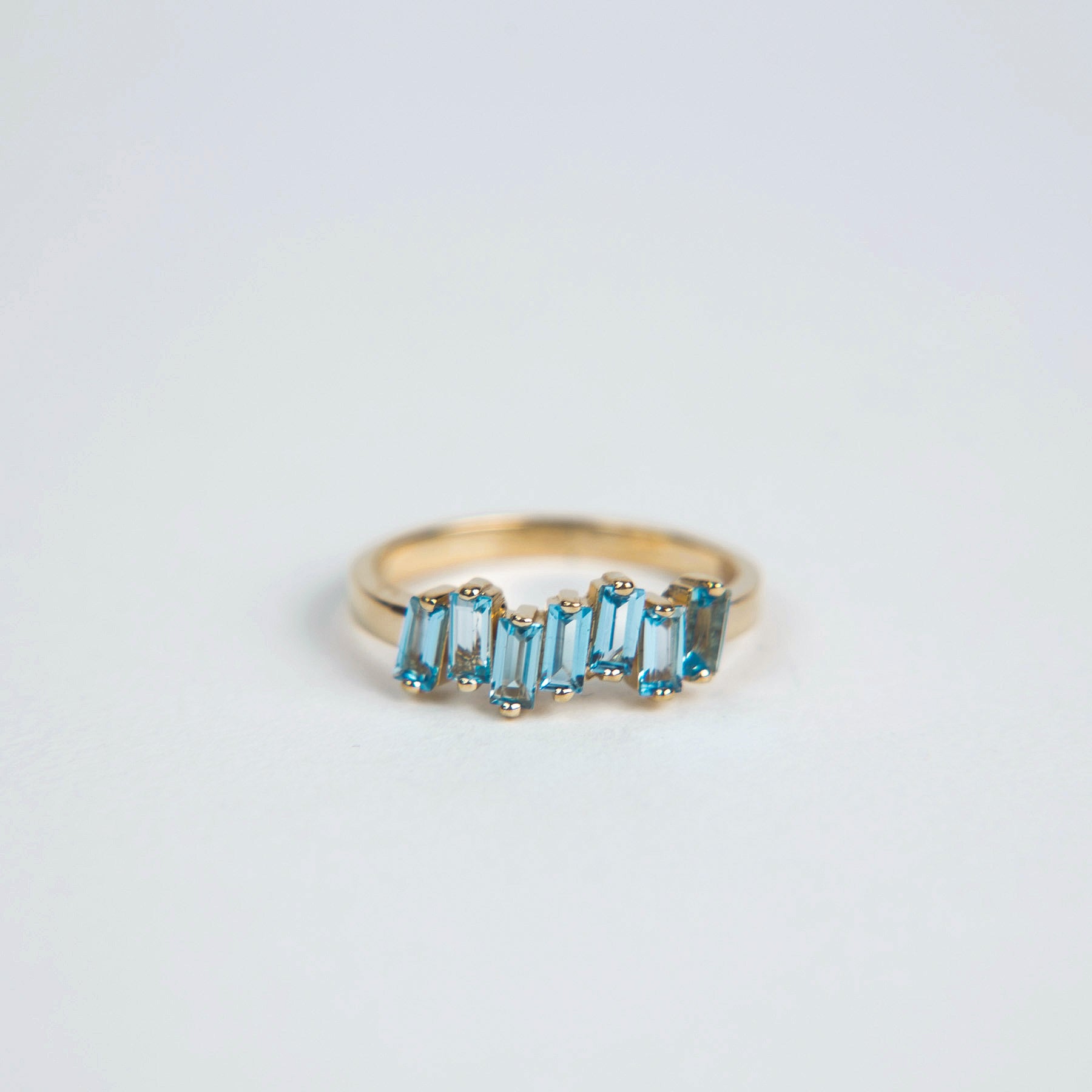 Suzanne Kalan - 14k Gold Uneven Band Rings - Swiss Blue Topaz - Size 6