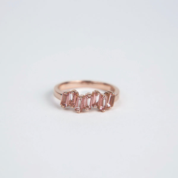 Suzanne Kalan - 14k Gold Uneven Band Rings - Morganite Topaz - Size 5