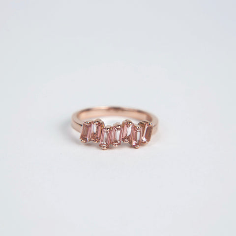 Suzanne Kalan - 14k Gold Uneven Band Rings - Morganite Topaz - Size 5