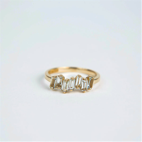 Suzanne Kalan - 14k Gold Uneven Band Rings - Green Amethyst - Size 6.5