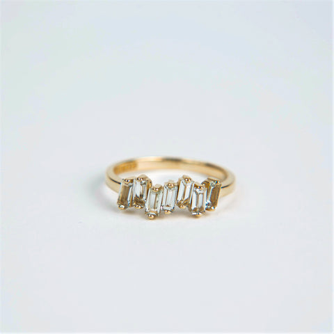 Suzanne Kalan - 14k Gold Uneven Band Rings - Green Amethyst - Size 6.5