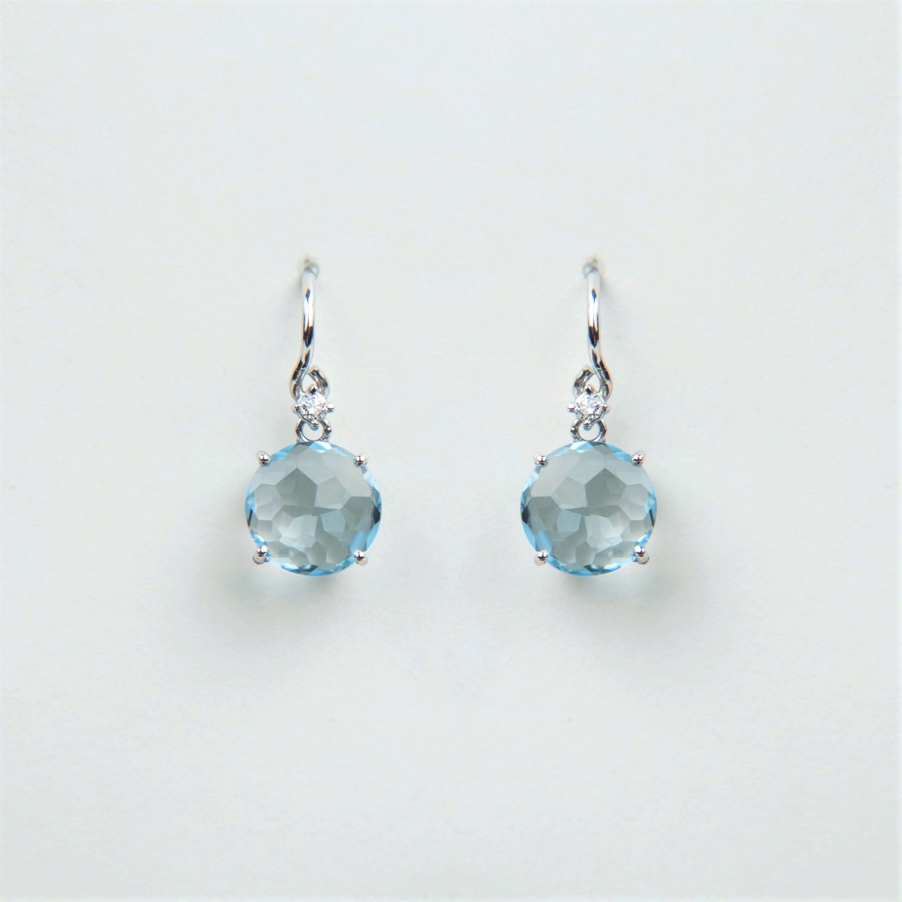 Suzanne Kalan - 14k Gold Classic Drop Earrings - Blue Topaz with Diamond