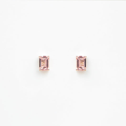 Suzanne Kalan - 14k Gold Emerald Cut Post Earrings - Morganite Topaz
