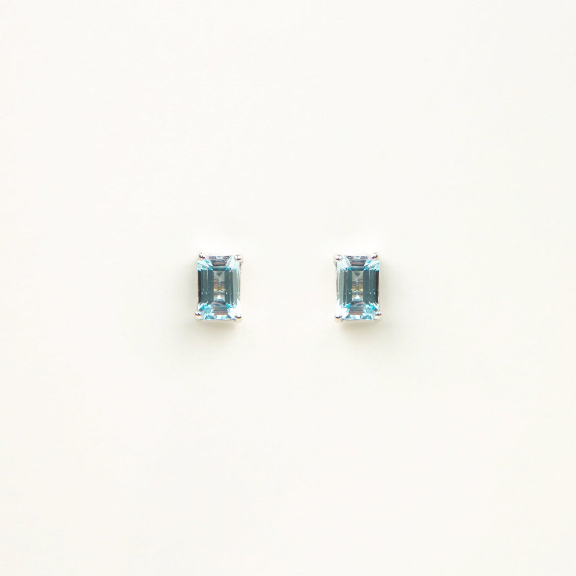 Suzanne Kalan - 14k Gold Emerald Cut Post Earrings - Blue Topaz