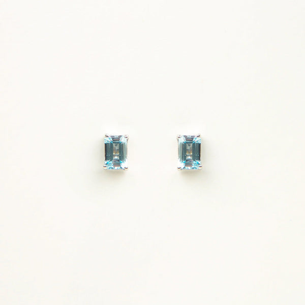 Suzanne Kalan - 14k Gold Emerald Cut Post Earrings - Blue Topaz