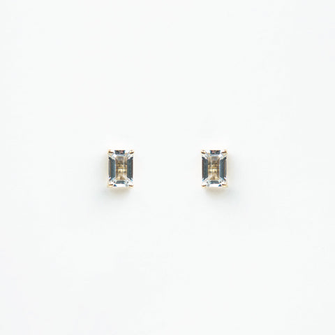 Suzanne Kalan - 14k Gold Emerald Cut Post Earrings - Green Amethyst