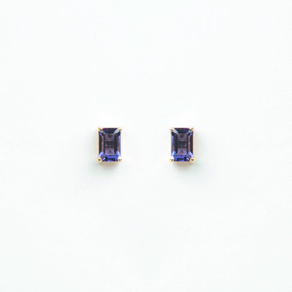 Suzanne Kalan - 14k Gold Emerald Cut Post Earrings - Iolite