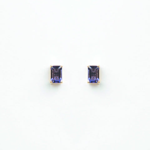 Suzanne Kalan - 14k Gold Emerald Cut Post Earrings - Iolite