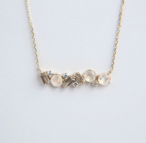 Suzanne Kalan - 14k Gold Bloom Necklace - Rainbow Moonstone