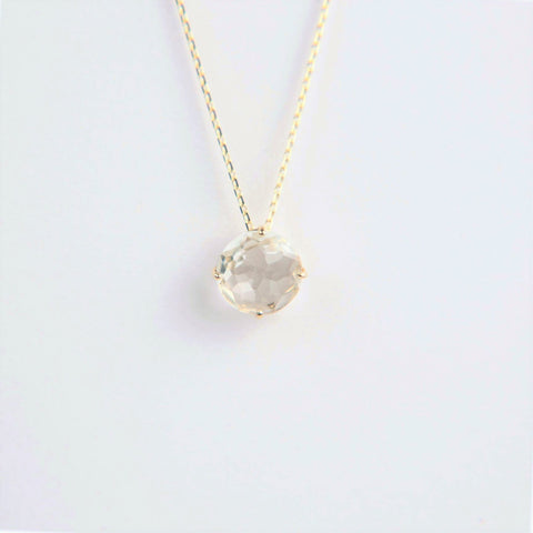 Suzanne Kalan - 14k Gold Round Drop Necklace - White Topaz