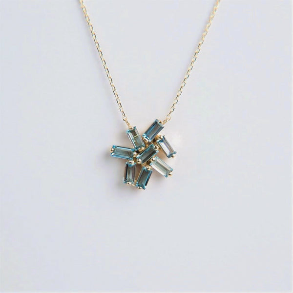 Suzanne Kalan - 14k Gold Amalfi Fireworks Necklace - Swiss Blue Topaz