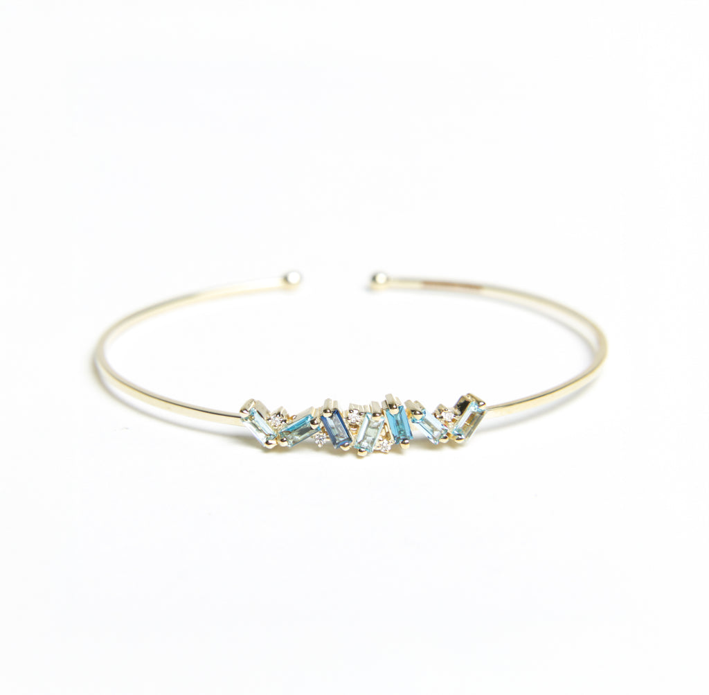 Suzanne Kalan - 14K Yellow Gold Julia Bangle - Blue Mix - Medium