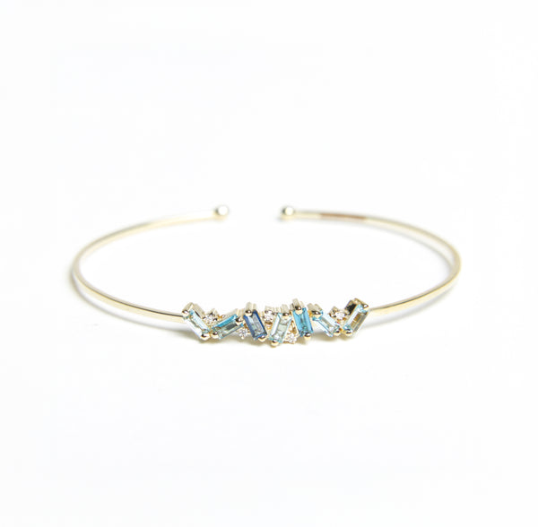 Suzanne Kalan - 14K Yellow Gold Julia Bangle - Blue Mix - Medium