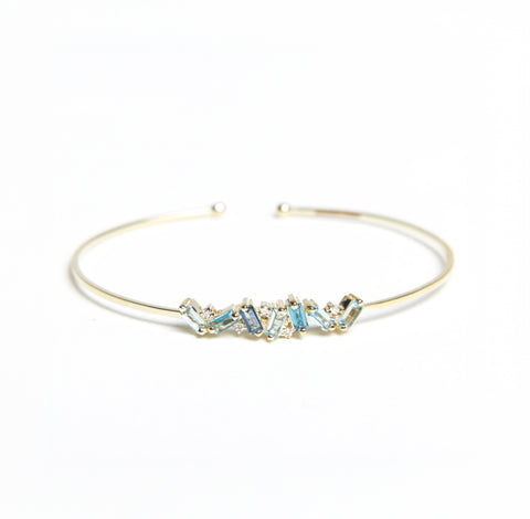 Suzanne Kalan - 14K Yellow Gold Julia Bangle - Blue Mix - Medium