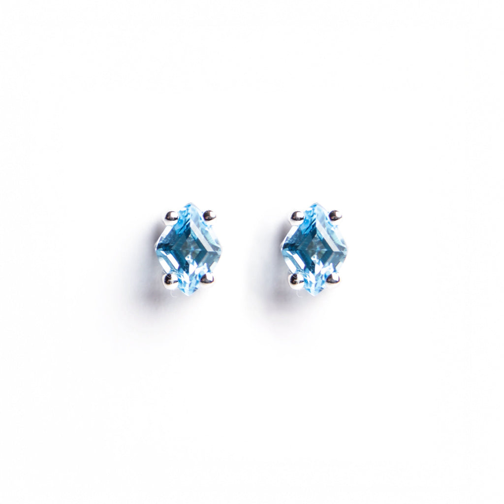 Suzanne Kalan - 14k White Gold Crete Studs - Blue Topaz