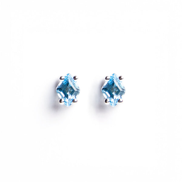 Suzanne Kalan - 14k White Gold Crete Studs - Blue Topaz