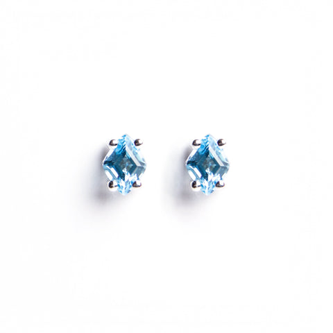 Suzanne Kalan - 14k White Gold Crete Studs - Blue Topaz