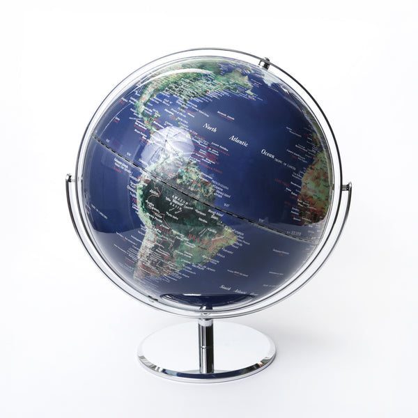Modern Globes - Blue Topographic & Chrome